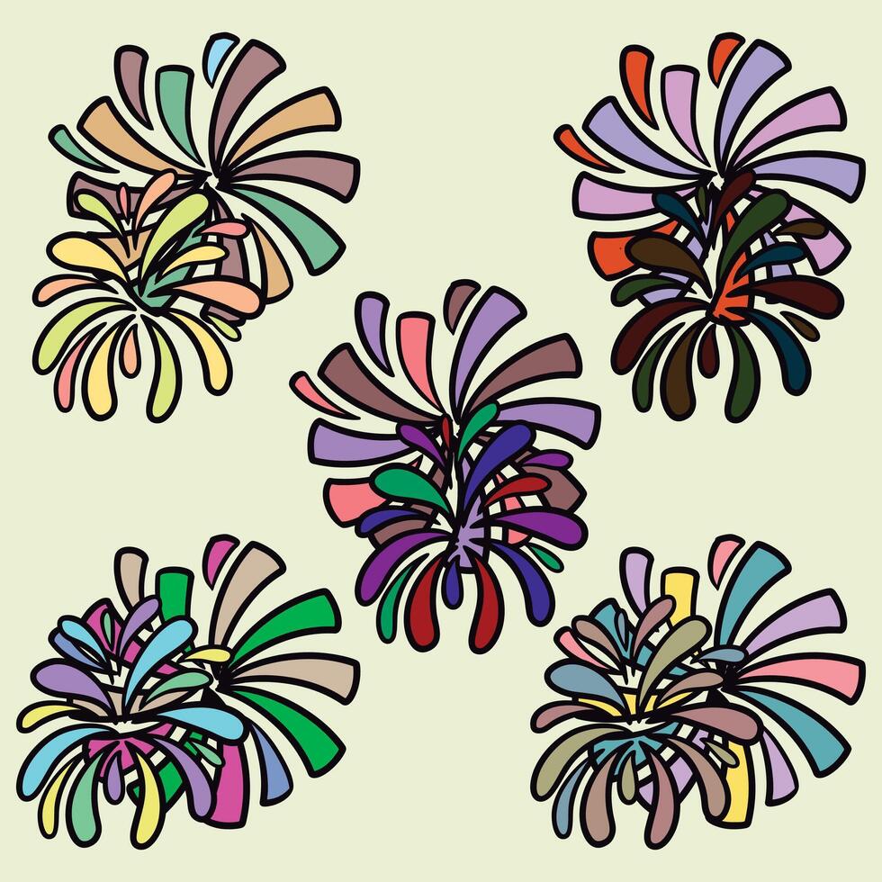 various kinds of fireworks for new year celebrations and parties vector