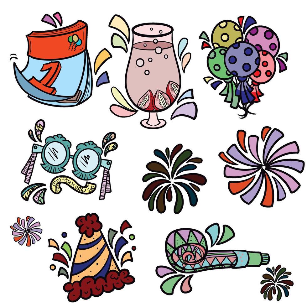 various equipment for parties and New Year vector