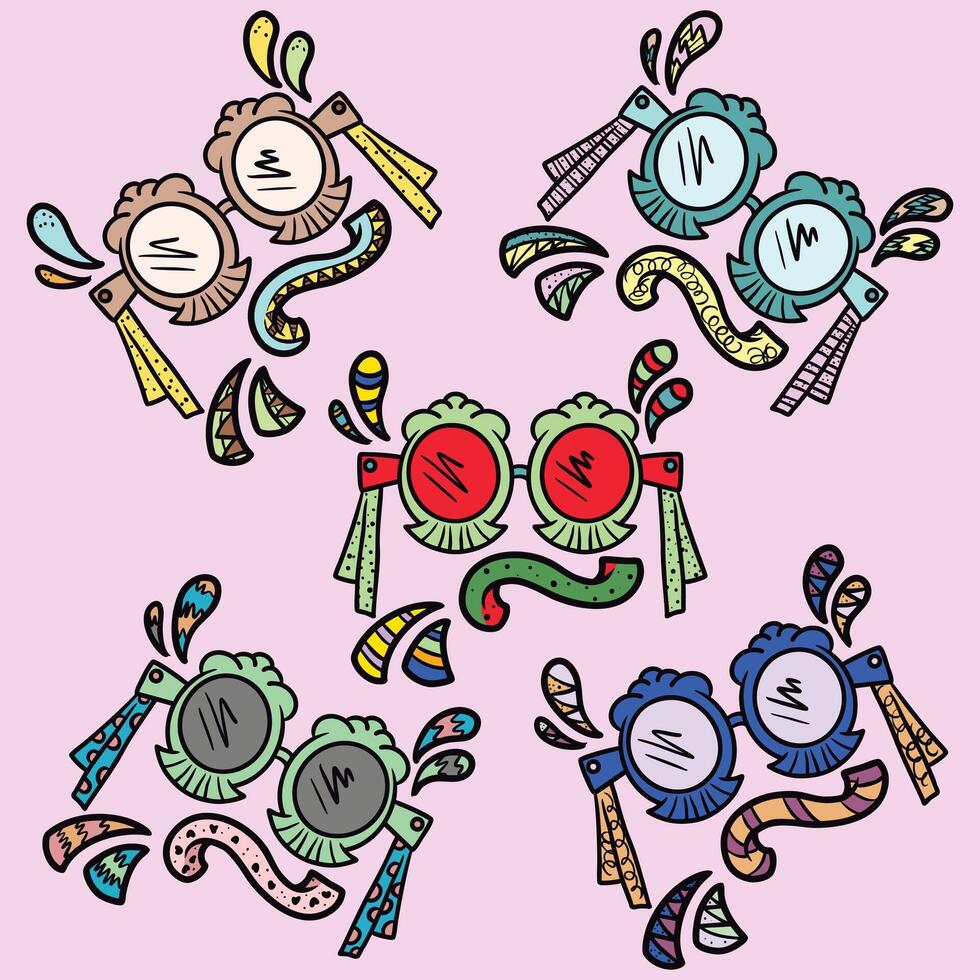various funny glasses for New Year celebrations and parties vector