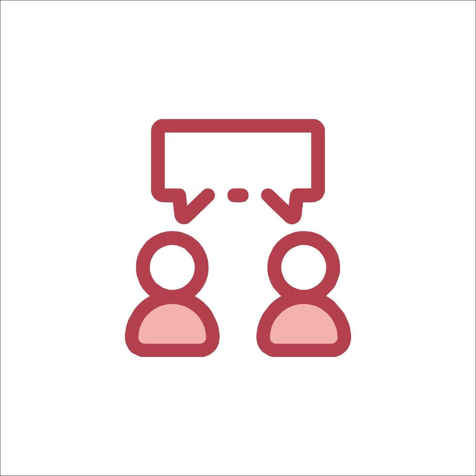 A red icon of two people talking to each other vector