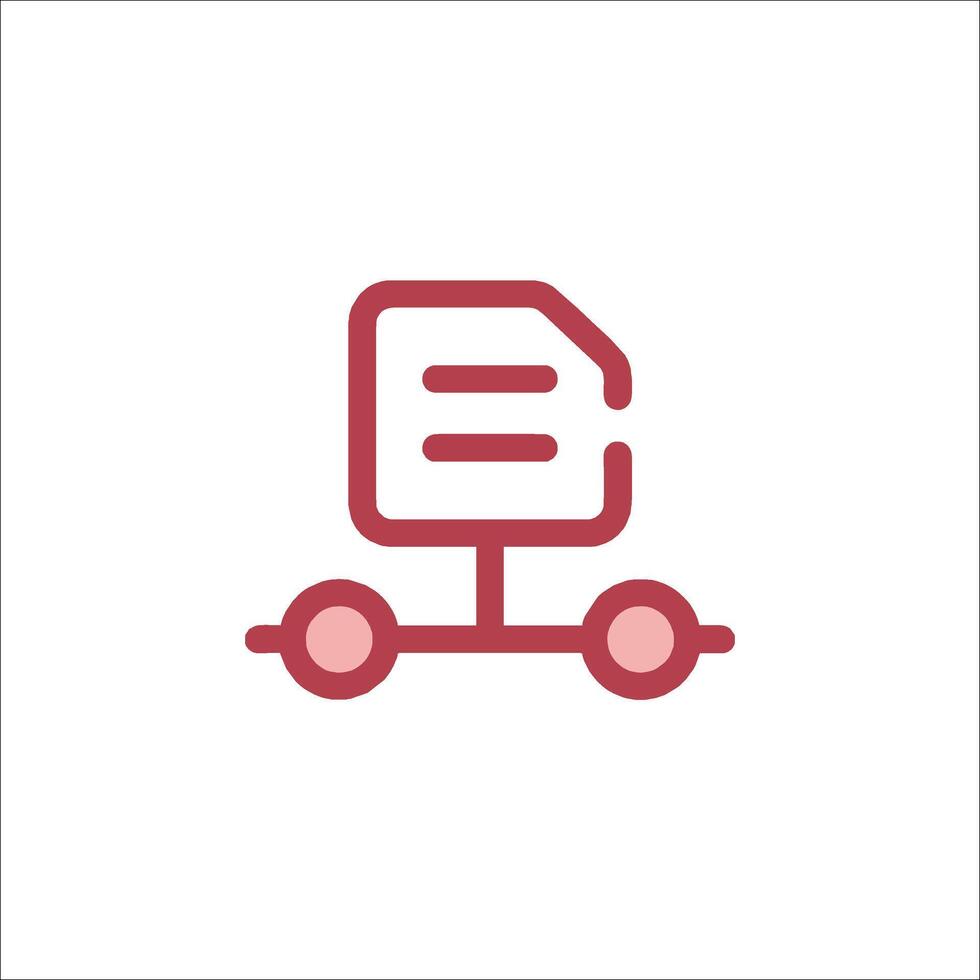 A red icon of a truck with a document on it vector