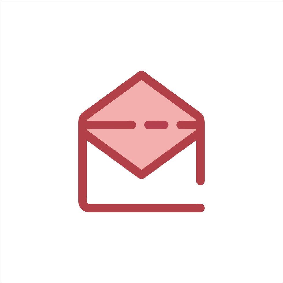 An envelope icon with a red line vector