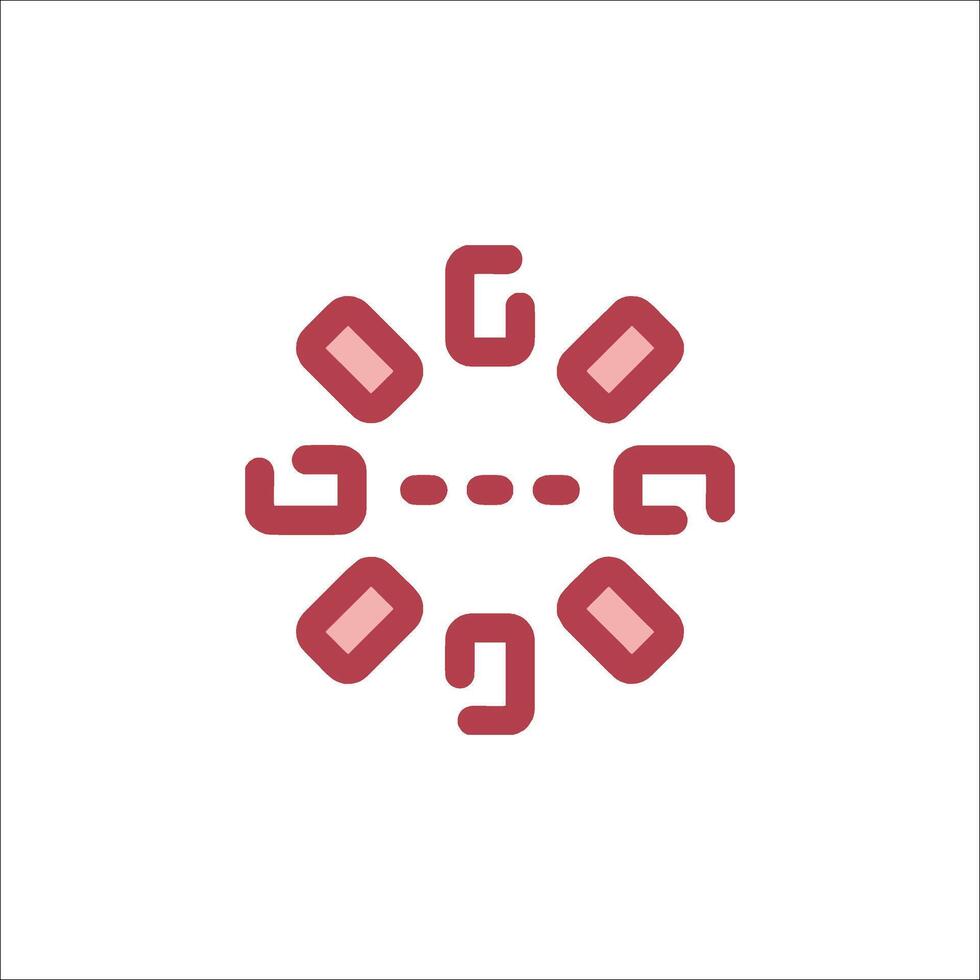 A red and white logo with a circle in the middle vector