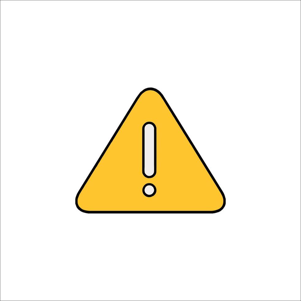 A yellow warning triangle with an exclamation mark vector