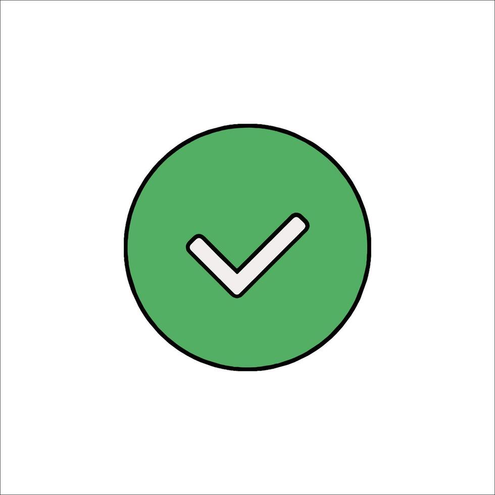 A green check mark in a circle on a white background vector