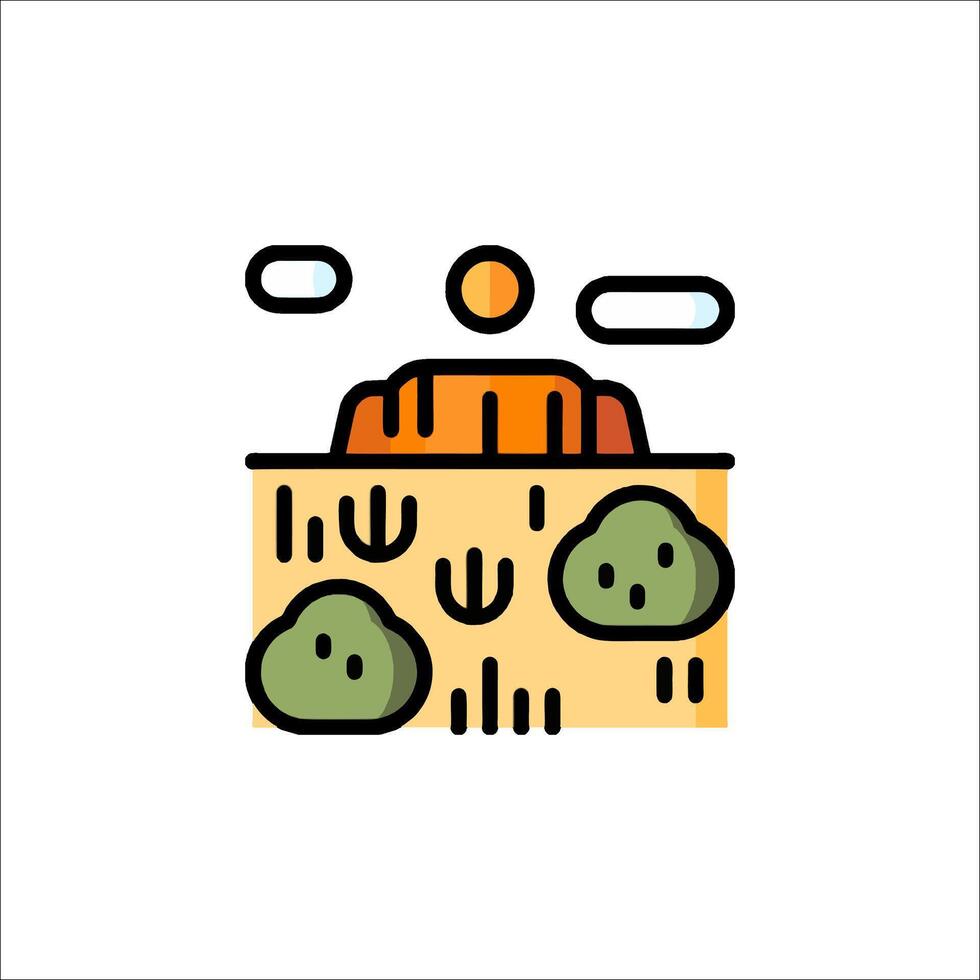 A desert landscape with a cactus and a mountain vector