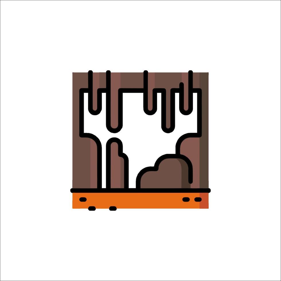 A brown and orange icon of a building vector