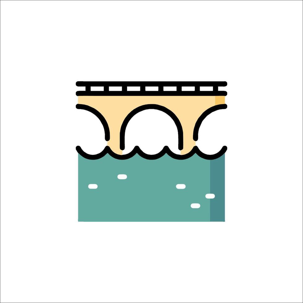 A bridge over water icon vector