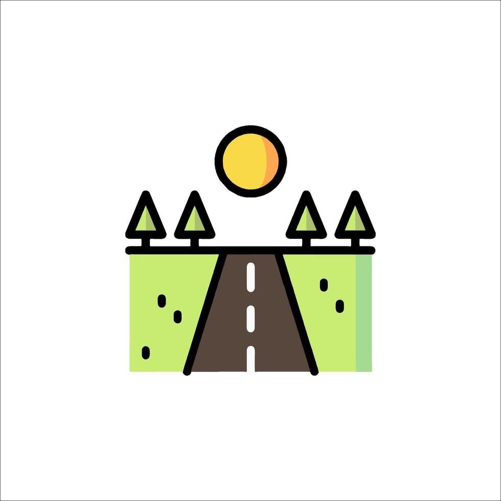A road with trees and sun on it vector