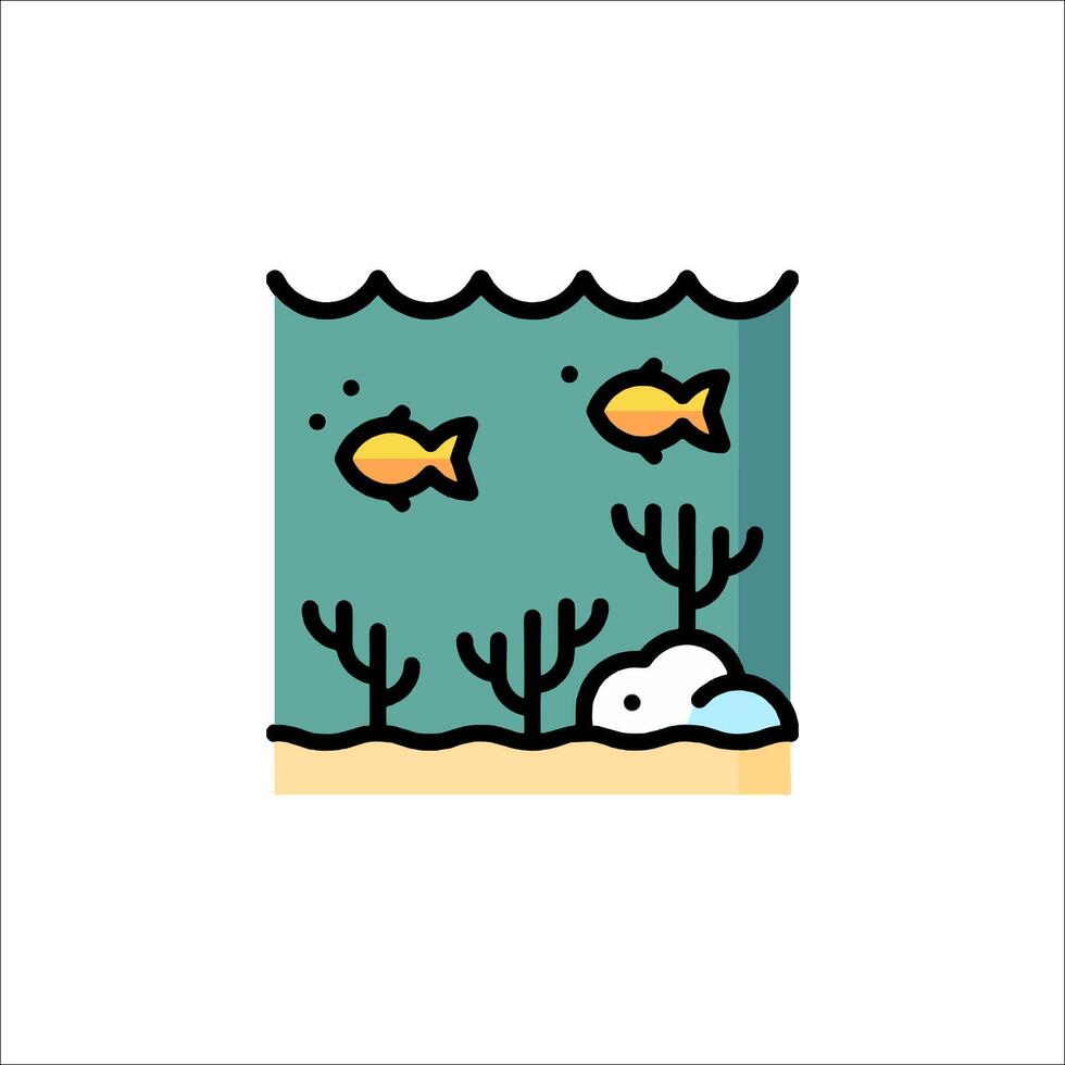 Fish in aquarium icon illustration vector