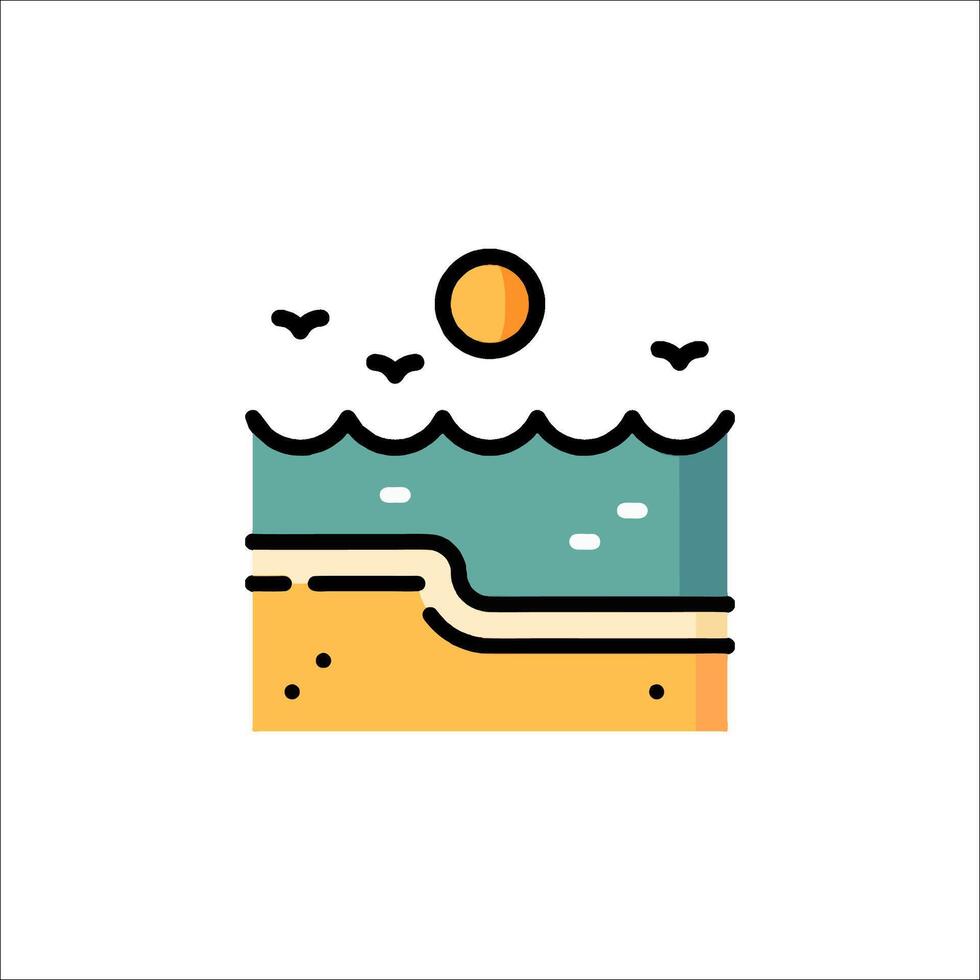 Sea and sand beach icon illustration vector
