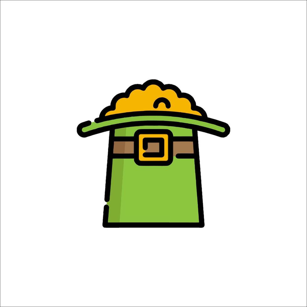A green hat with a gold coin inside vector
