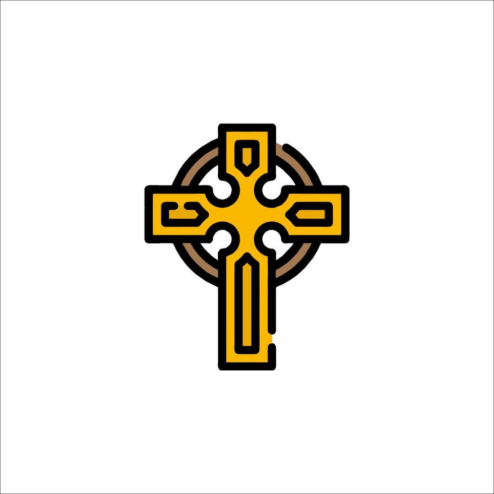 A celtic cross logo with a yellow background vector