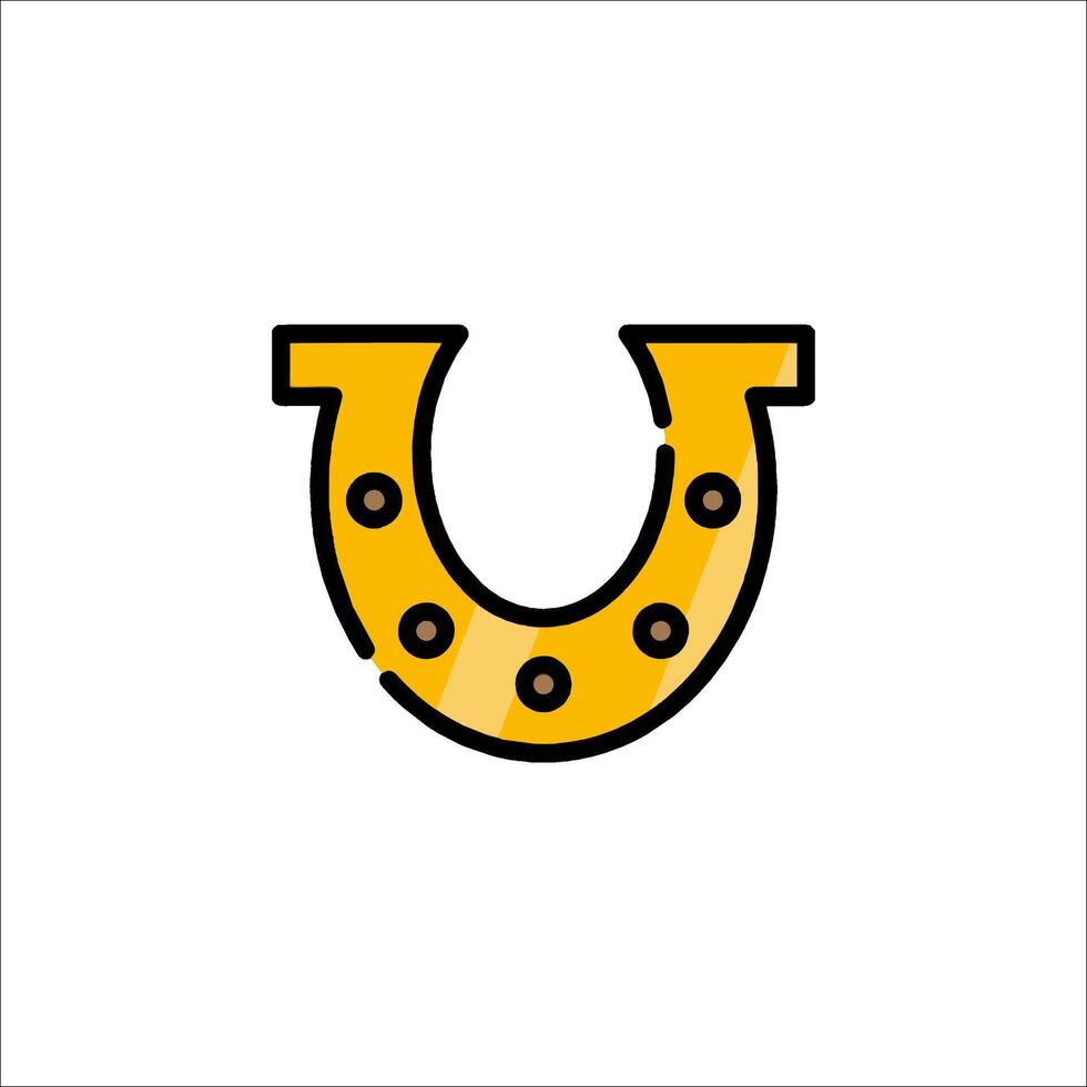 A horseshoe icon with a yellow background vector