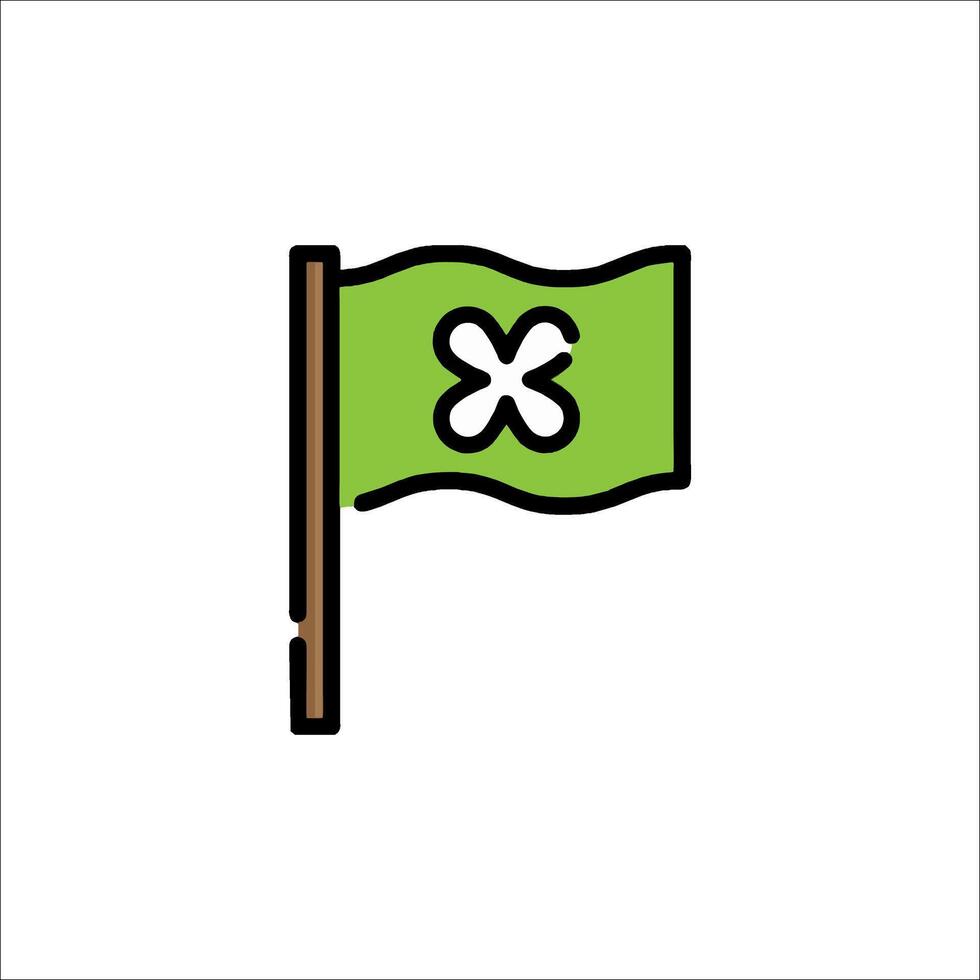A green flag with a cross on it vector