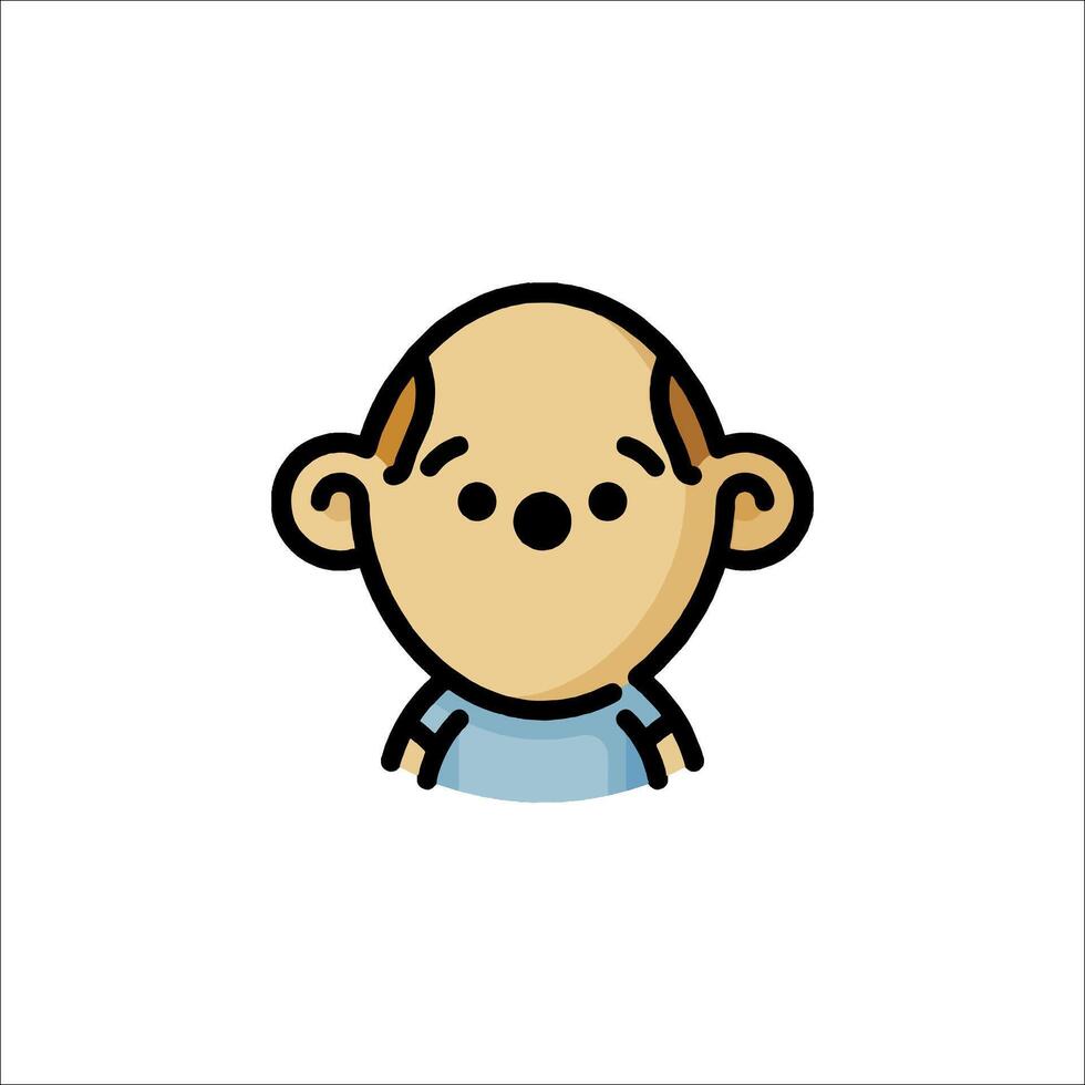 A cartoon character with a bald head and a blue shirt vector