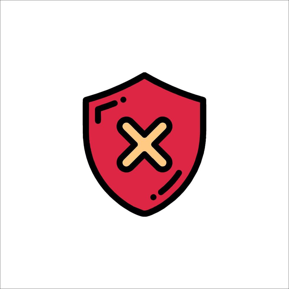 A red shield with an x on it vector