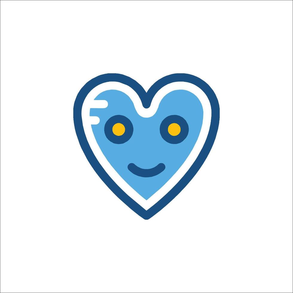 A blue heart with yellow eyes and a smile vector