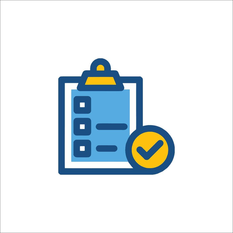 A checklist icon with a check mark and a pen vector