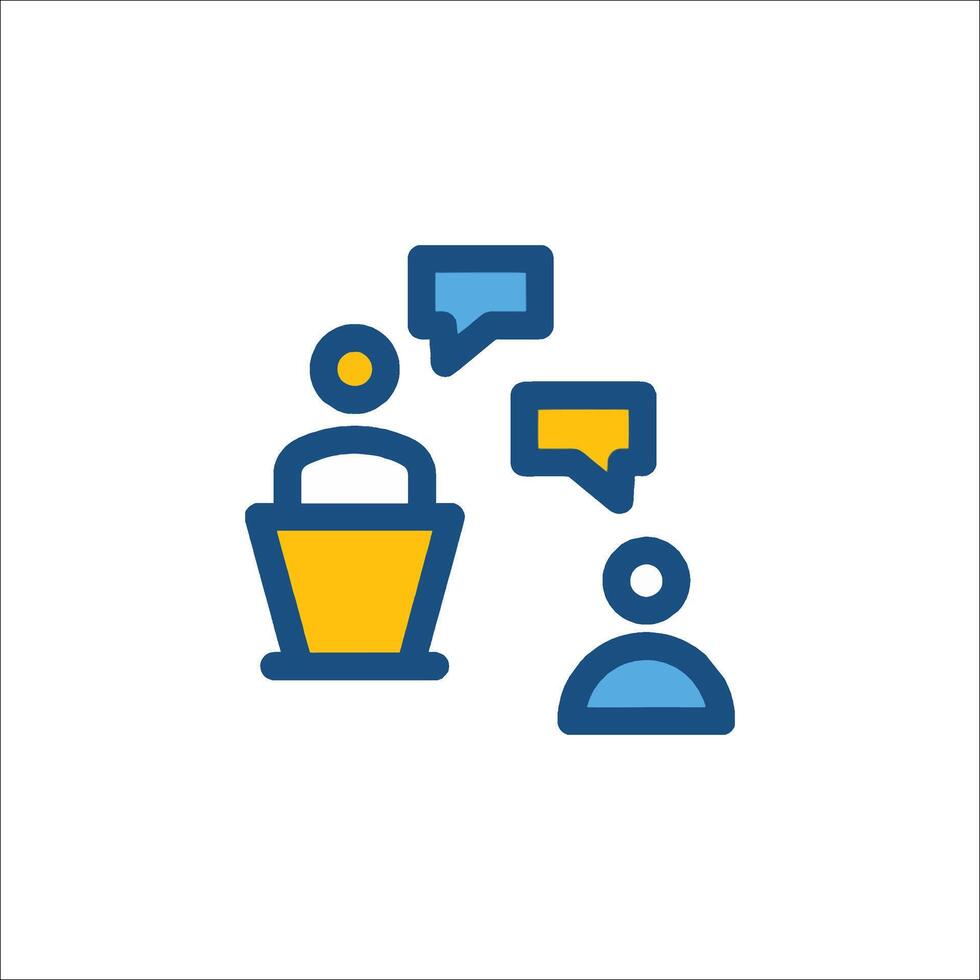 A speaker is giving a speech to a group of people vector