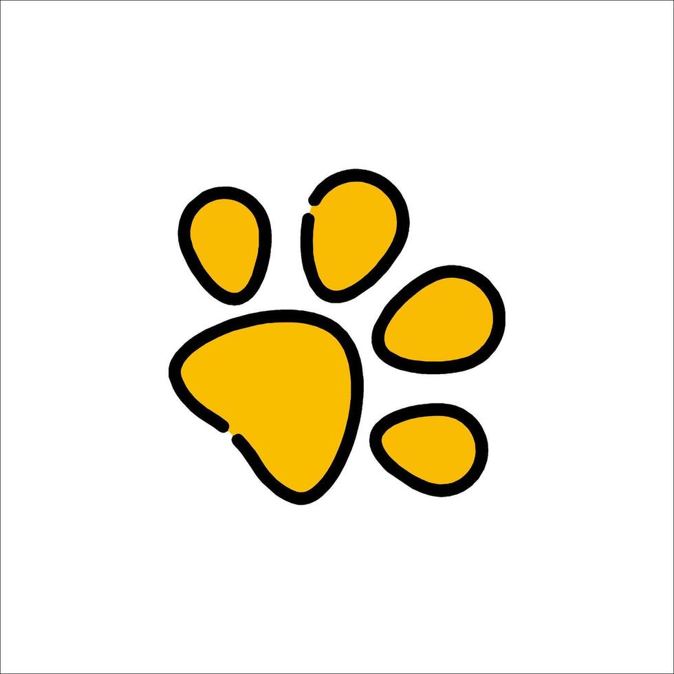 A yellow paw print icon on a white background vector