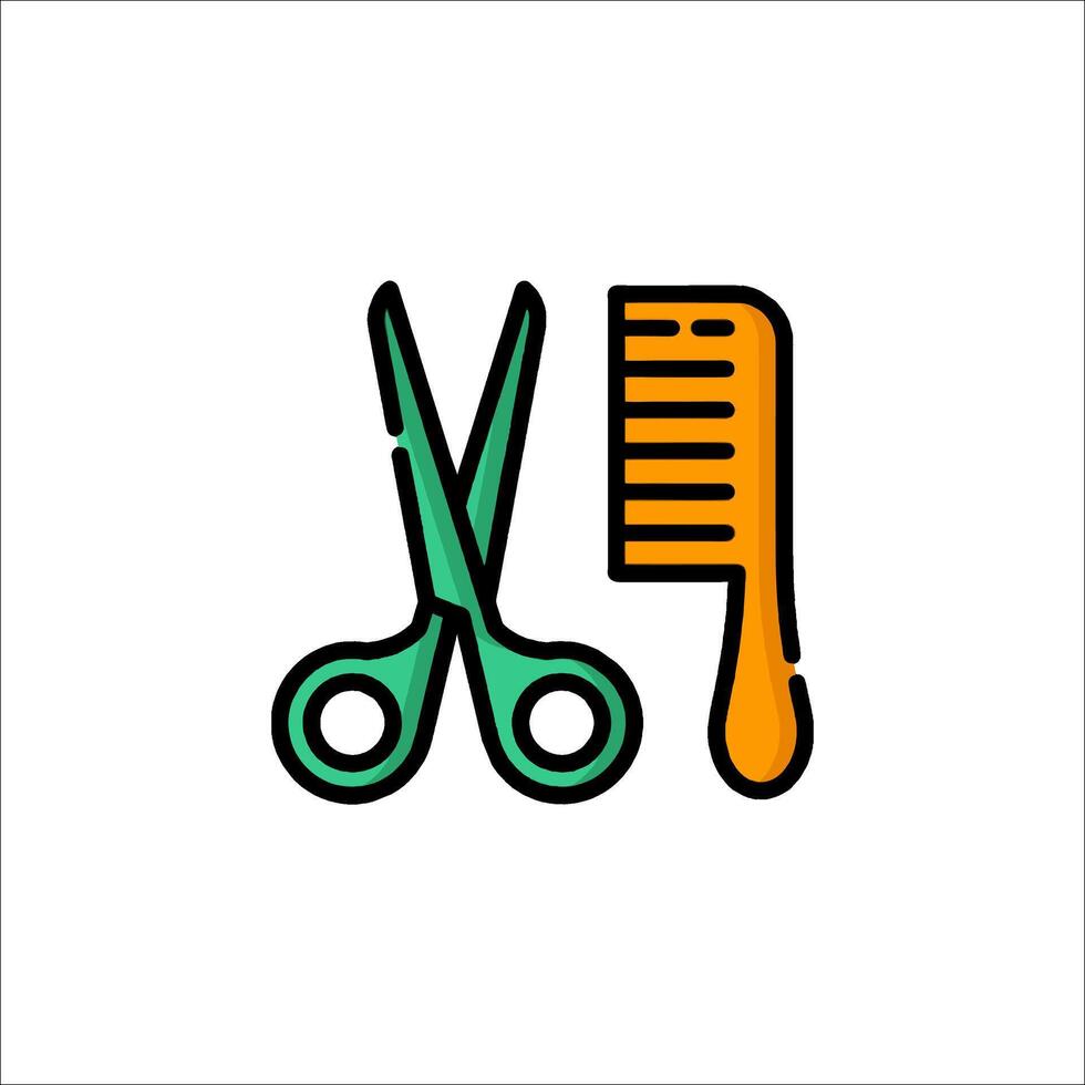 Scissors and comb icon illustration vector