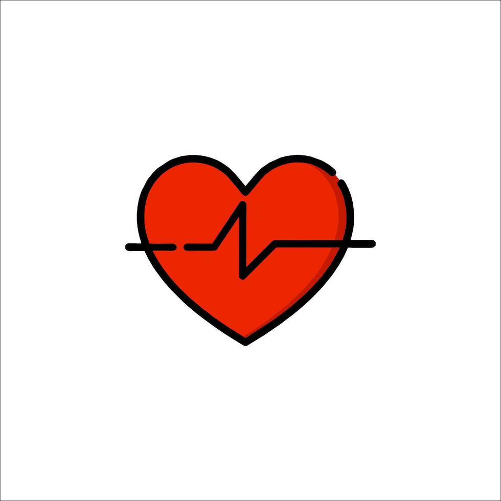Heartbeat icon with a red heart vector