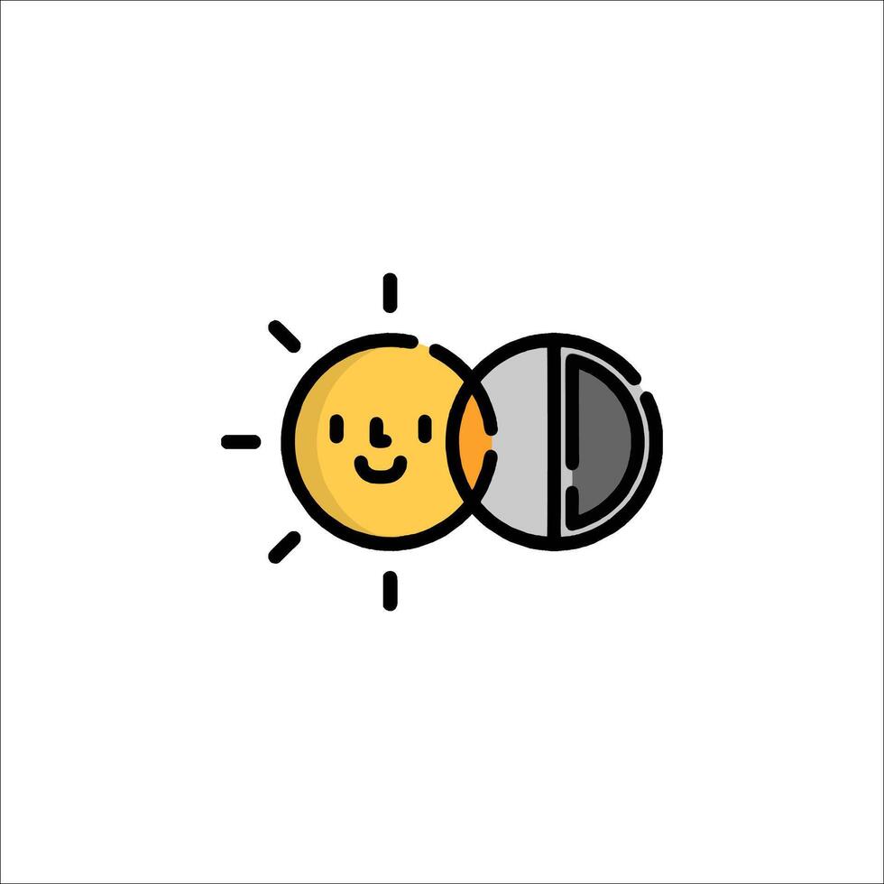 A smiley face with a sun and a moon vector