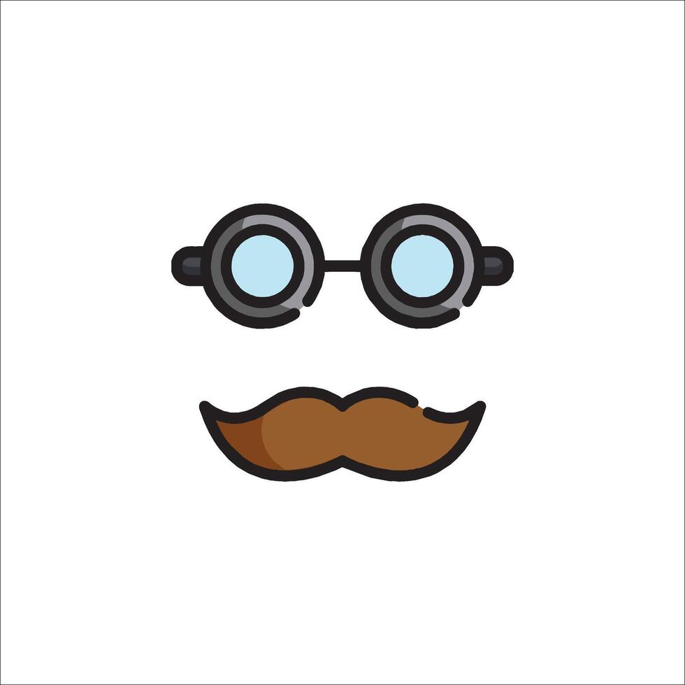 A mustache and glasses icon vector
