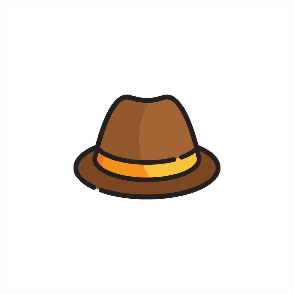 A brown hat with a yellow band on it vector