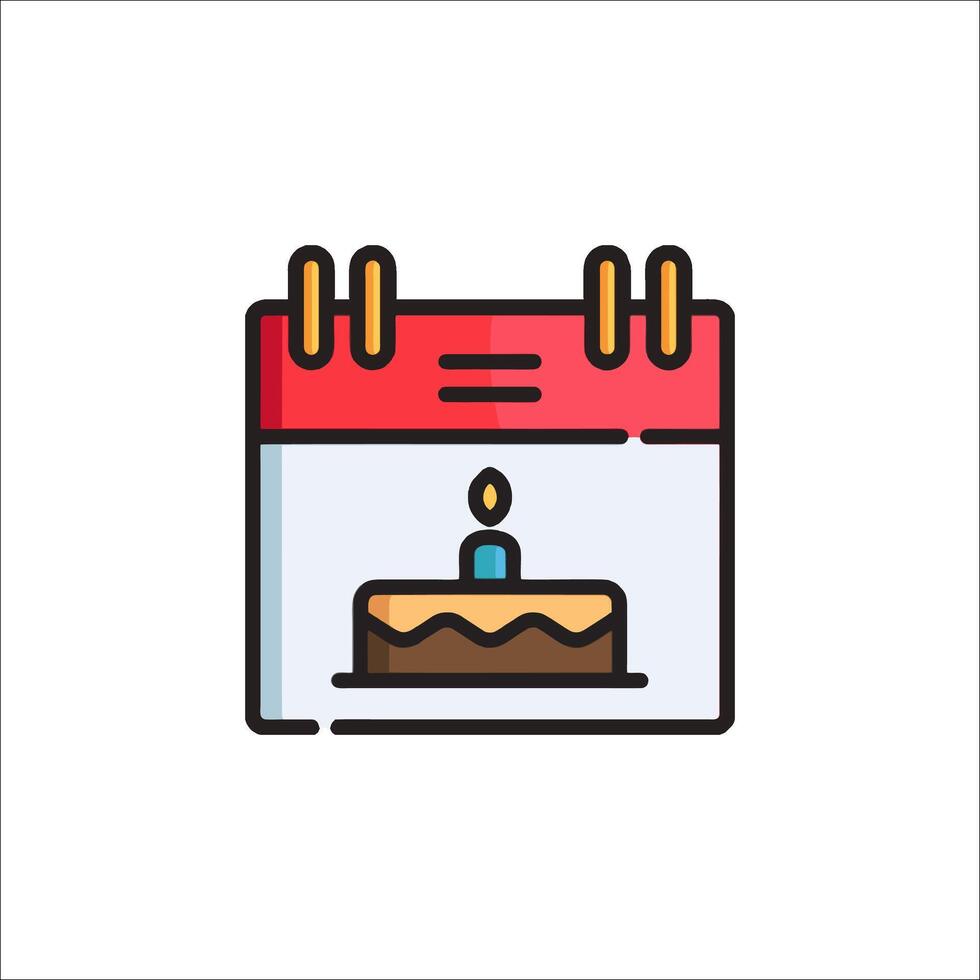 Calendar icon with a cake on it vector