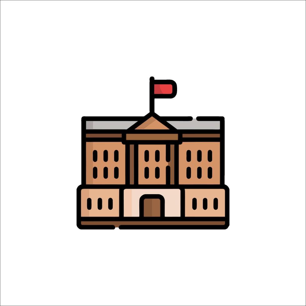 The white house icon, with a flag on top vector