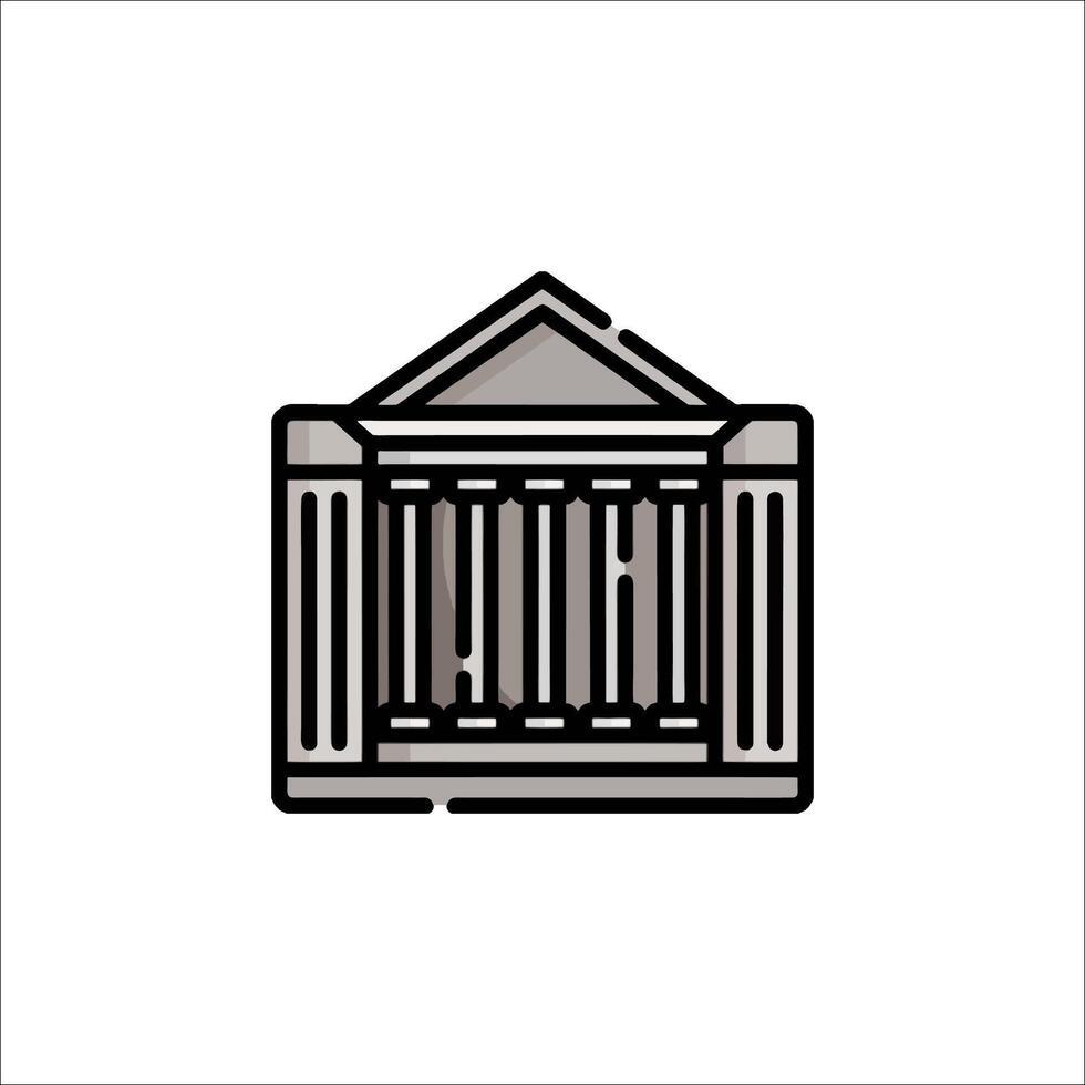 A building with columns and a door icon vector