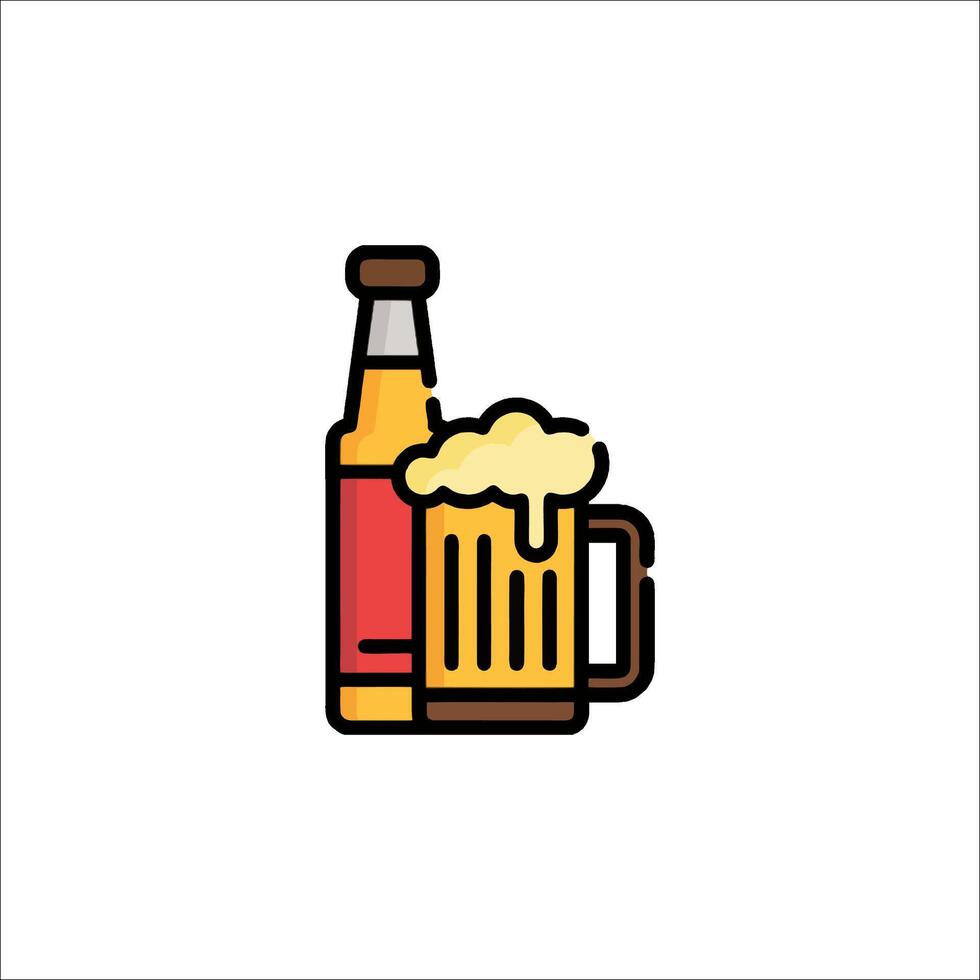 Beer and bottle icon illustration vector