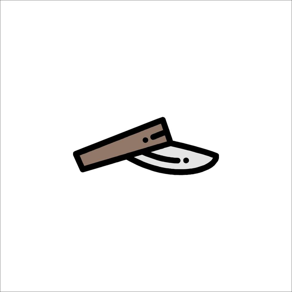 A knife with a handle on it is shown in a simple line drawing vector
