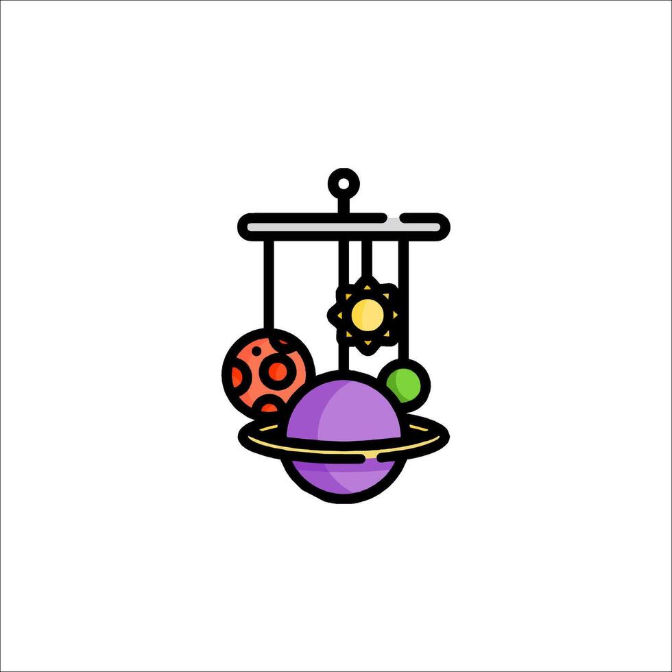 A colorful toy with planets and stars on it vector