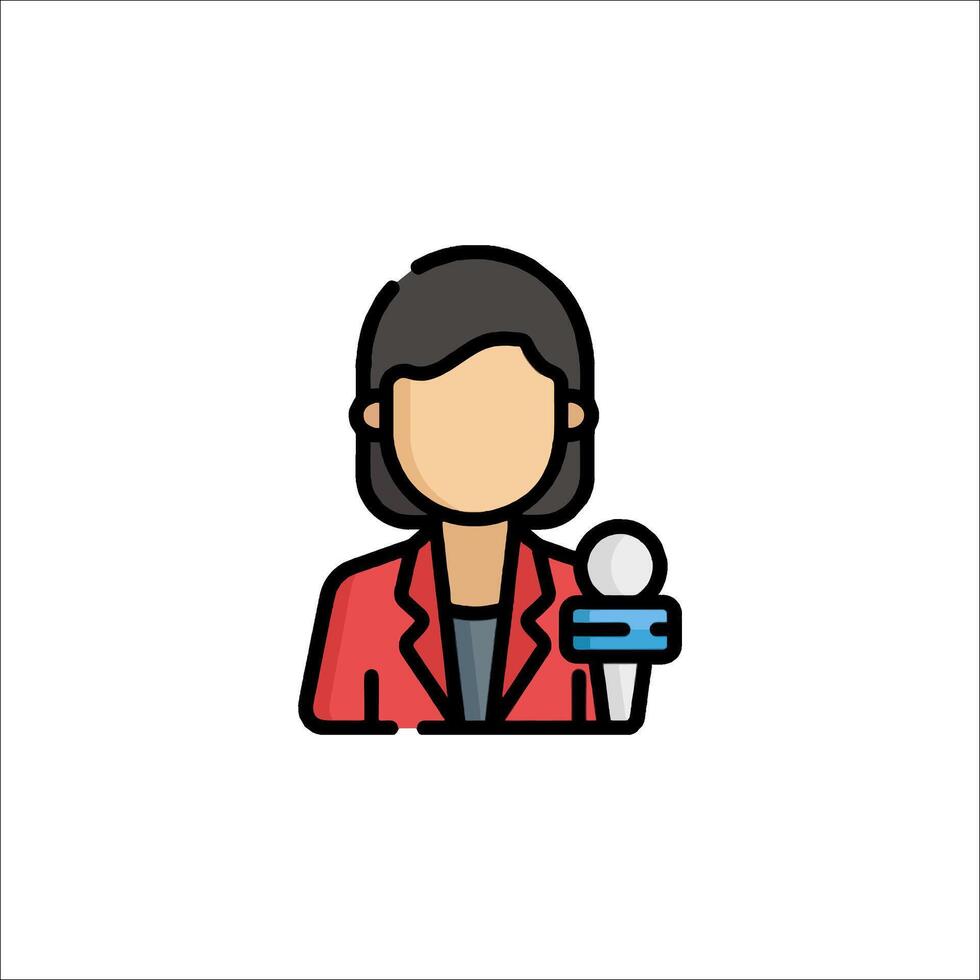 A woman with a microphone icon vector