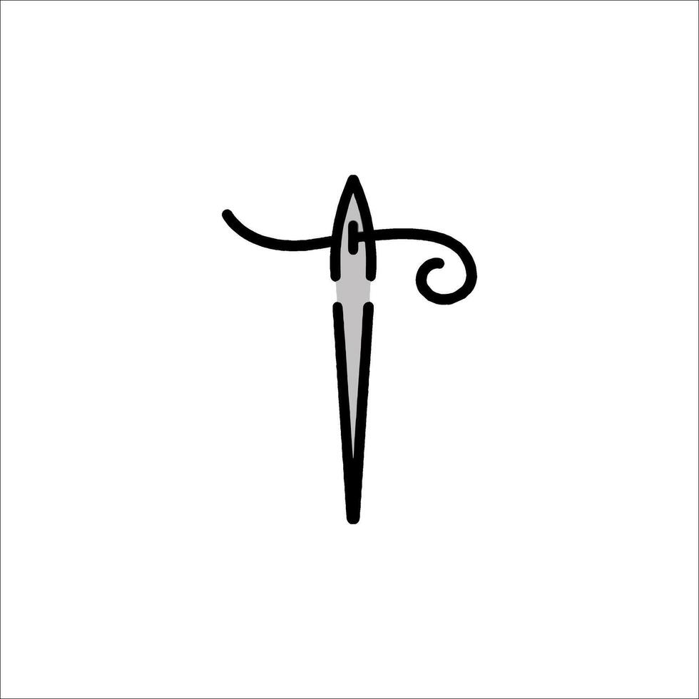 A black and white illustration of a needle vector