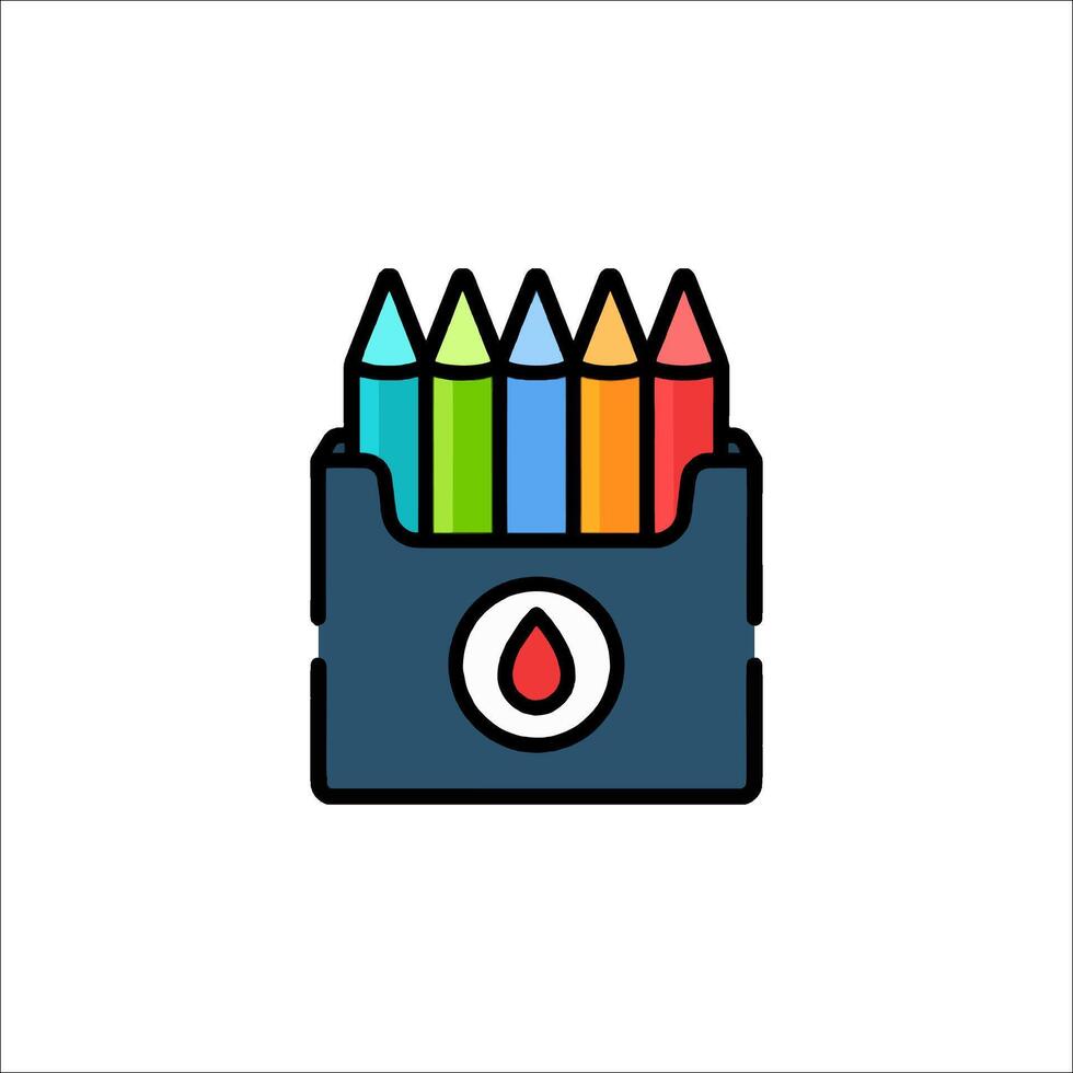 Color pencils in a box icon vector