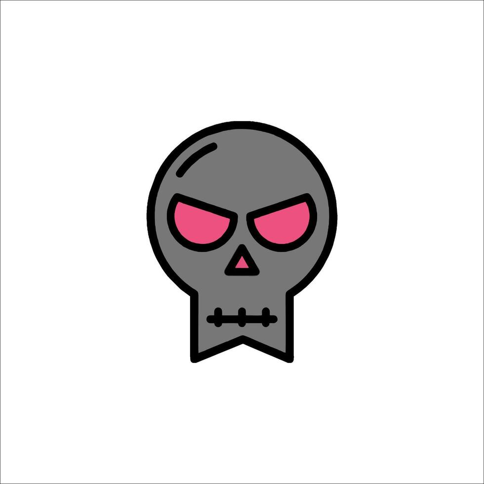 A skull with pink eyes and a black face vector