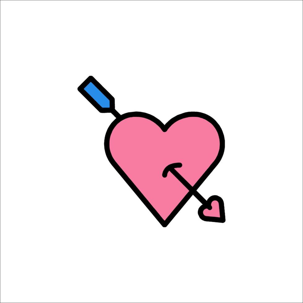 A pink heart with a blue arrow in it vector