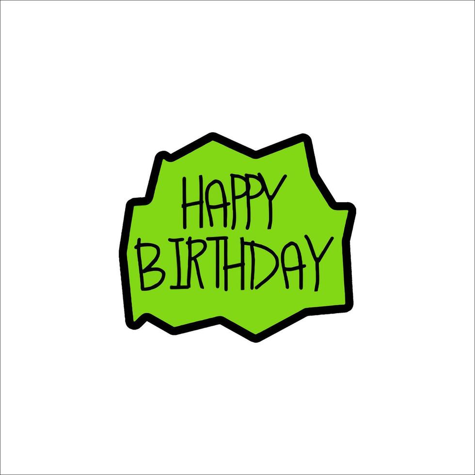 A green happy birthday sticker on a white background vector