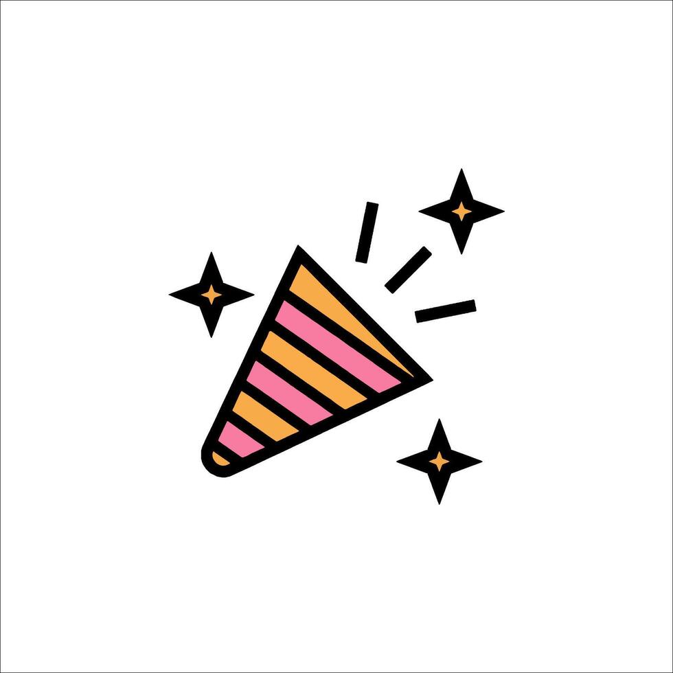 A colorful party hat icon with stars vector