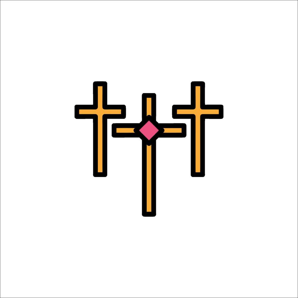 Three crosses with a pink diamond in the middle vector