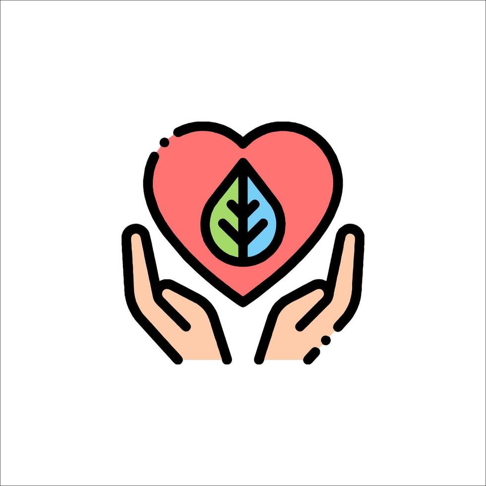 Hands holding a heart with a leaf in it vector