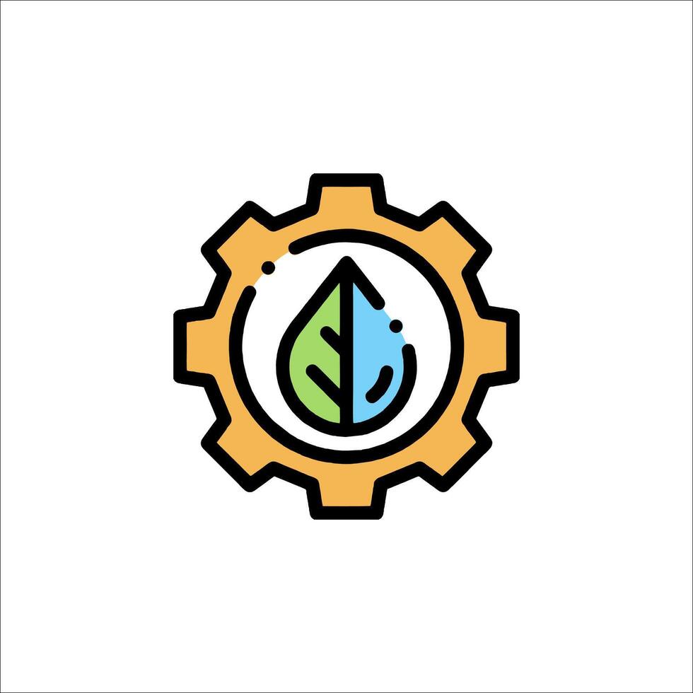 A green leaf in a gear wheel vector