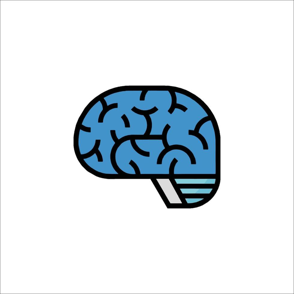 A blue and white brain icon on a white background vector