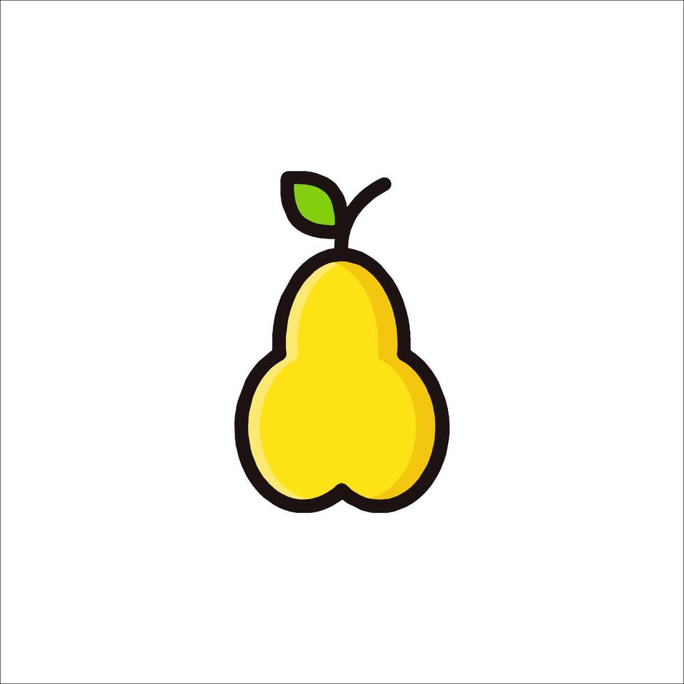 A pear icon with a green leaf on it vector