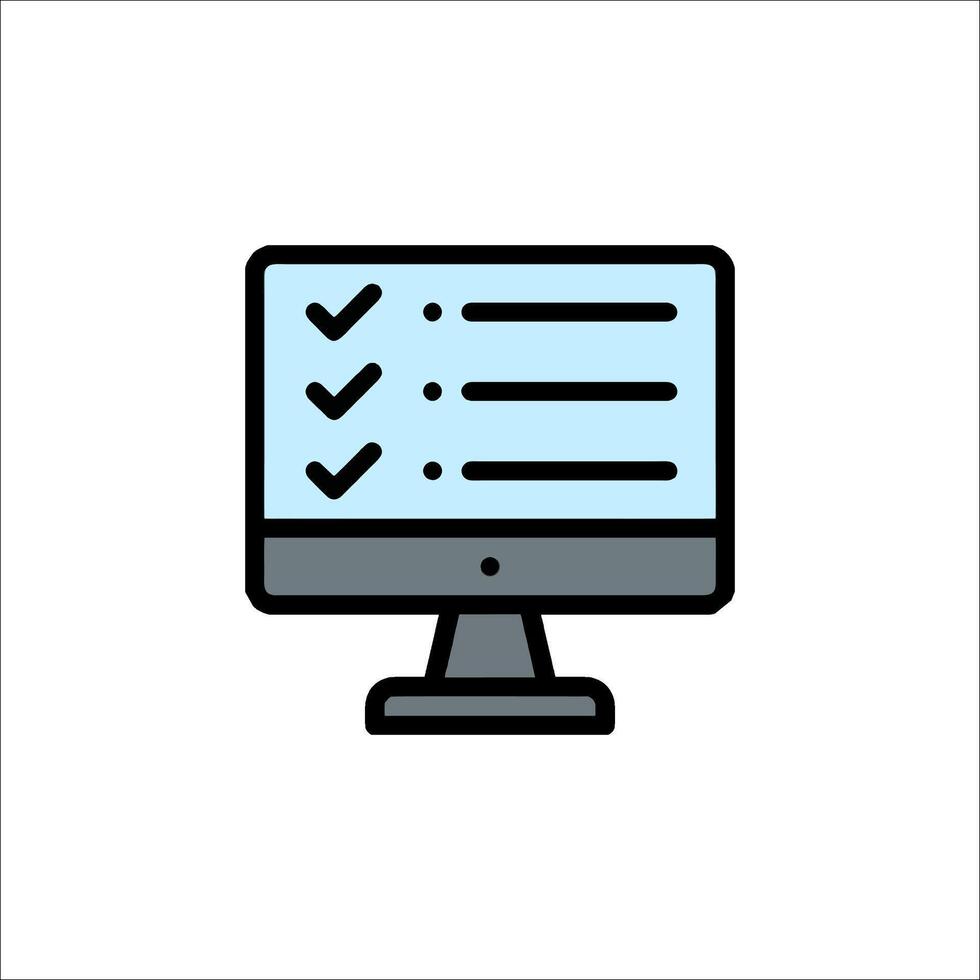 A computer monitor with check marks on it vector
