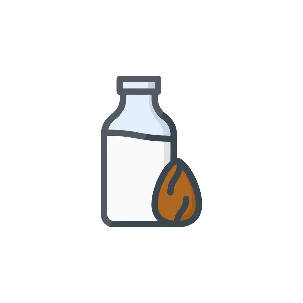 Almond milk line icon illustration vector
